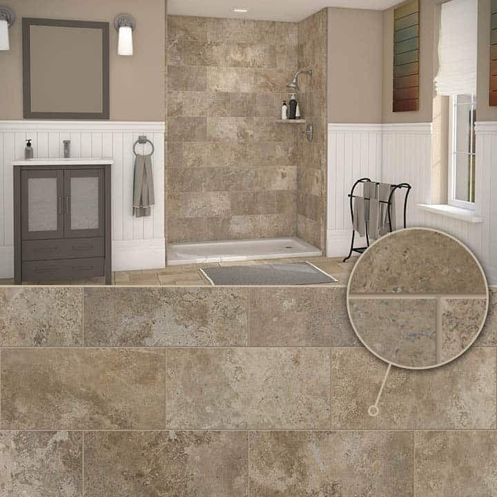 Mocha Travertine shower wall color – Jacob Showers and Baths St. Louis