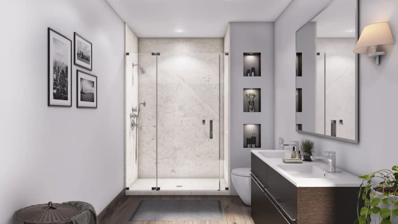 Botticino Cream Walk-In Shower — Jacob Showers and Baths St. Louis