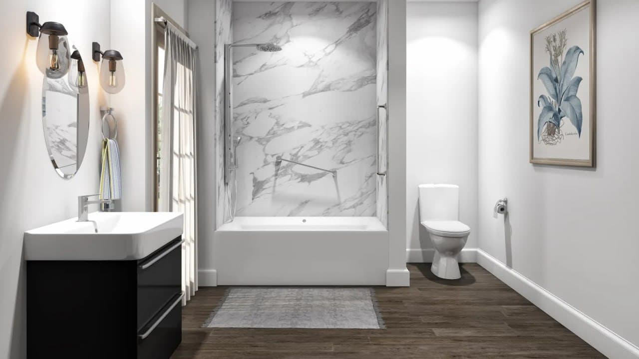 Carrara Marble Tub System – Jacob Showers and Baths St. Louis remodel